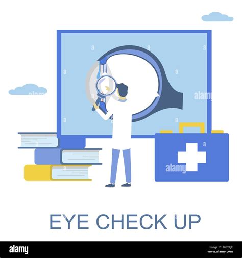 Eye Check Up Flat Vector Illustration Doctor Ophthalmologist