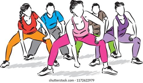 Fitness Group People Stretching Vector Illustration Stock Vector