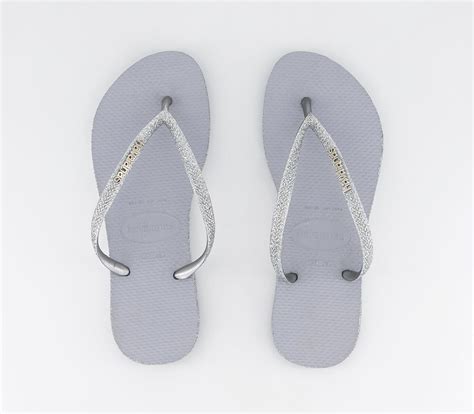 Havaianas Slim Sparkle Ii Flip Flops Ice Grey Womens Sandals