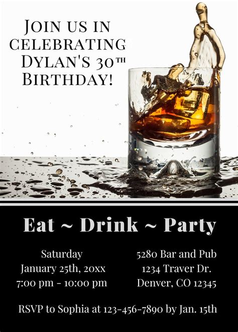 Adult Birthday Party Invitation Liquor Invitation Whiskey Etsy