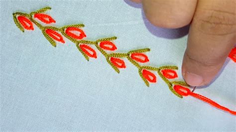 Embroidery Stitch Feather Stitch With Lazy Daisy Stitch Youtube