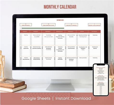 2023 Monthly Calendar Spreadsheet Google Sheets Template to Do List ...