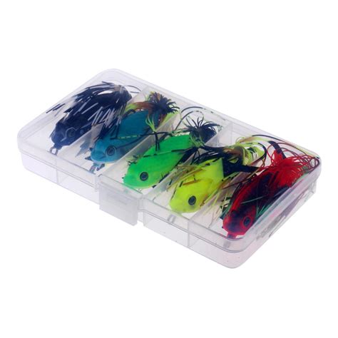 5Pcs Frog Fishing Lures Soft Baits Topwater Crankbait With Threads