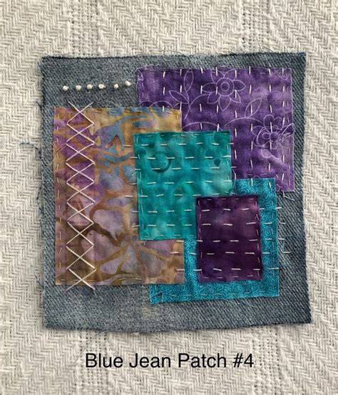 Sashiko Hand Stitched Boro Patch Fabric Piece For Use In Junk Journals