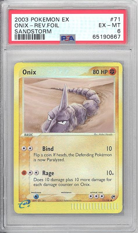 Psa Pokemon Card Sandstorm Onix Reverse Foil Ex Mt