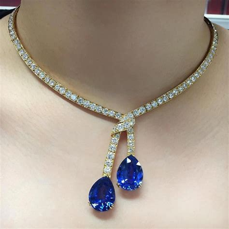 Diamondnecklacependant Blue Sapphire Jewelry Heart Pendant Diamond