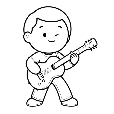 Premium Vector Vector Illustration Of A Cute Guitarist Drawing For