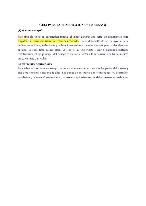 Español Ensayo Guia Para La Elaboracion De Un Ensayo ¿qué Es Un