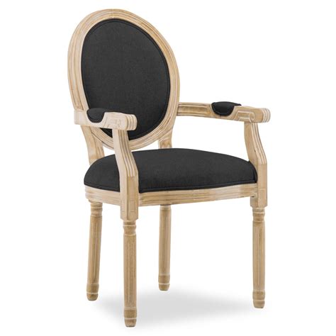 Fauteuil M Daillon Louis Xvi Tissu Noir