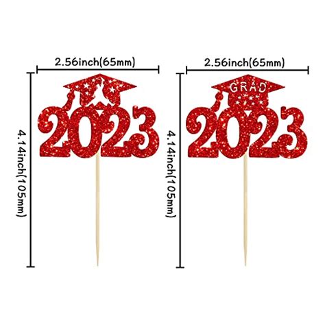 Gyufise Pcs Graduation Cupcake Toppers Red Glitter Class Of