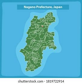 Nagano Prefecture Region Japan Map Stock Vector (Royalty Free) 1819722914