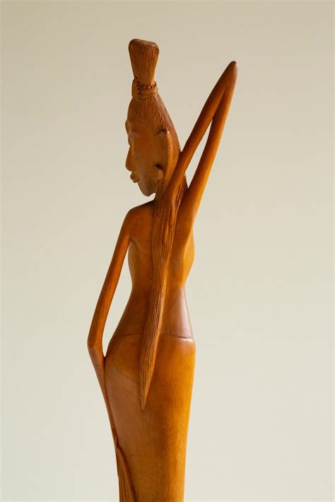 Balinese Hand Carved Wooden Statue Of A Half Naked Woman Made Etsy