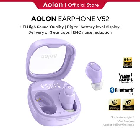 Aolon V52 Tws Earbuds Wireless Earphone Bluetooth 53 Headphone Smart