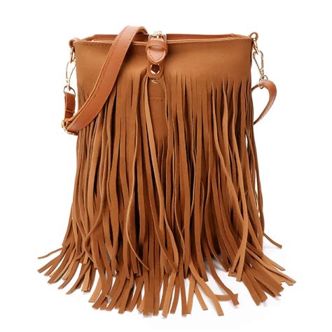 New Fashion Women Fringe Tassel Leather Handbags Casual Shoulder Bags High Quality Fringe