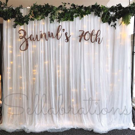 [Sellabrations] Wedding Birthday D&D White Tulle Backdrop Fairy lights ...