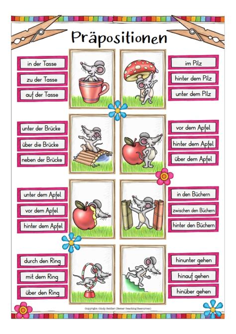 German Clip Cards Prepositions Vocabulary By Teach Simple