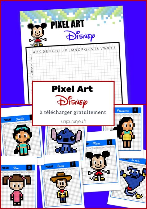 20 modèles de Pixel Art Disney à télécharger Un jour un jeu