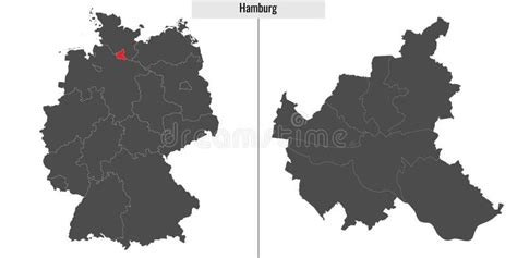 Map of Hamburg State of Germany Stock Vector - Illustration of famous ...