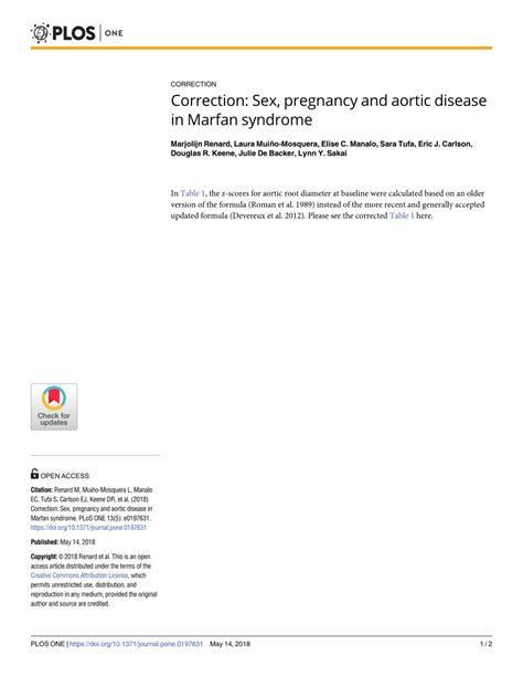 Pdf Correction Sex Pregnancy And Aortic Disease In Marfan Syndrome