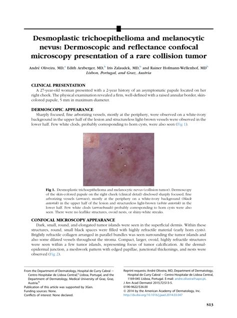 Pdf Desmoplastic Trichoepithelioma And Melanocytic Nevus Dermoscopic