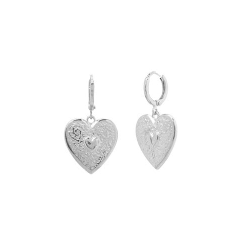 Engraved Heart Earrings Silver Othelia Jewels