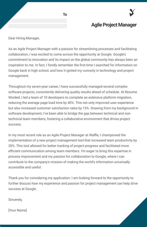 14 Agile Project Manager Cover Letter Examples Plus Recruiter Insights