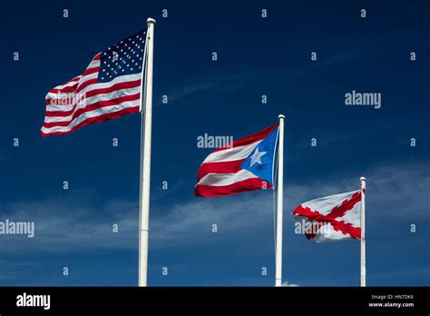 UNITED STATES PUERTO RICAN SPANISH EMPIRE FLAGS COURTYARD CASTILLO SAN