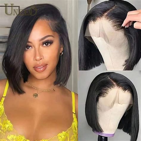 Peruca Bob De Polegadas Cabelo Humano X Perucas De Renda