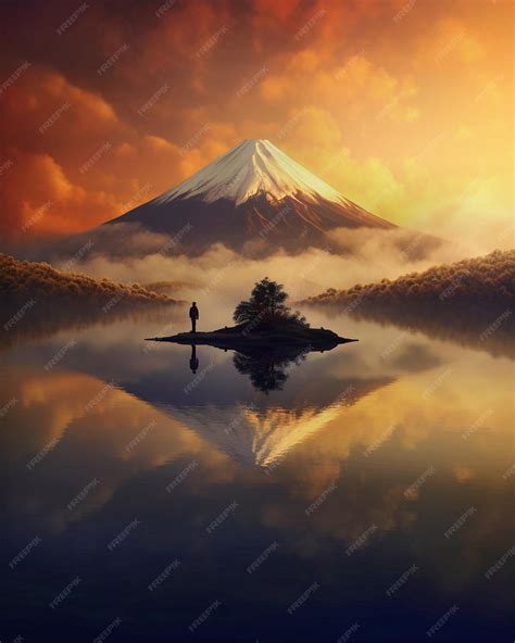 Premium AI Image | sunrise over mt fuji