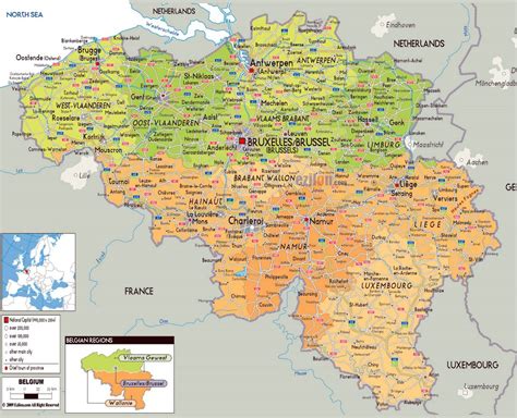 Large political and administrative map of Belgium with roads, cities and airports | Belgium ...