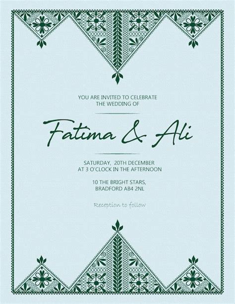 Premium Vector | Emerald fassi henna wedding invitation