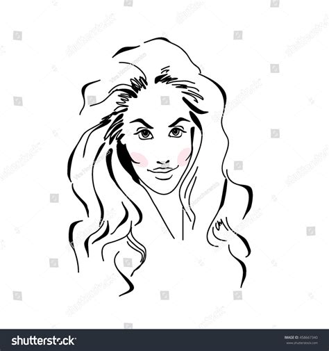 Sketch Portrait Young Girl Hair Vector Stock Vector (Royalty Free) 458667340 | Shutterstock