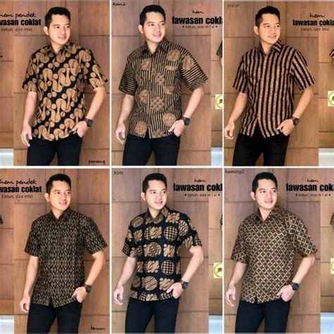 Jual Hem Lawasan Coklat Batik Sogan Seragam Batik Baju Kerja Batik