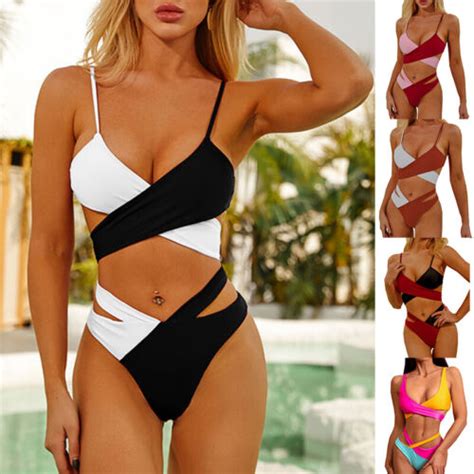 Femmes Bandage Push Up Rembourr Soutien Gorge Bikini Ensemble Maillot