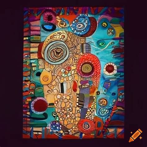 Whimsical Colorful Flat Wall Decor In Art Deco Kandinsky Klimt And