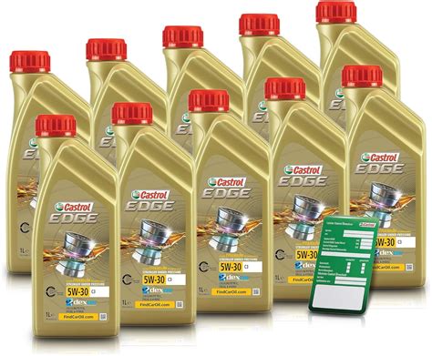 10x 1 L LITER CASTROL Edge Fluid Titanium 5W 30 C3 Motoröl inkl