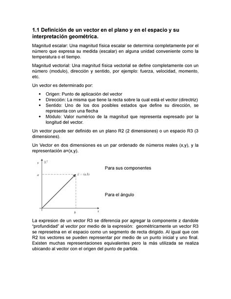 Unidad 1 Cálculo Vectorial 1 Definición de un vector en el plano y en