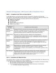 Him Fw Mod Assignment Him Careers With Compliance Focus Docx