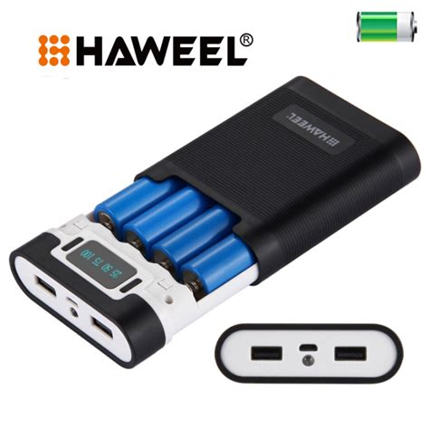 HAWEEL DIY 4Pcs 18650 Battery Not Included 10000mAh Power Bank Shell