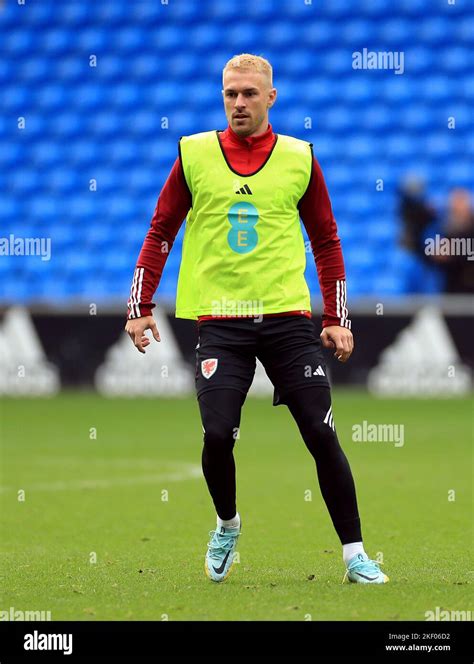 Wales' Aaron Ramsey during a training session at the Cardiff City ...