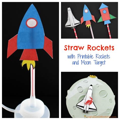 How To Make Straw Rockets With Printable Rockets And Moon Target