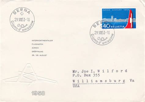 1953 Einweihung Flugplatz Zürich Set von 4 FDC s Kaufen auf Ricardo