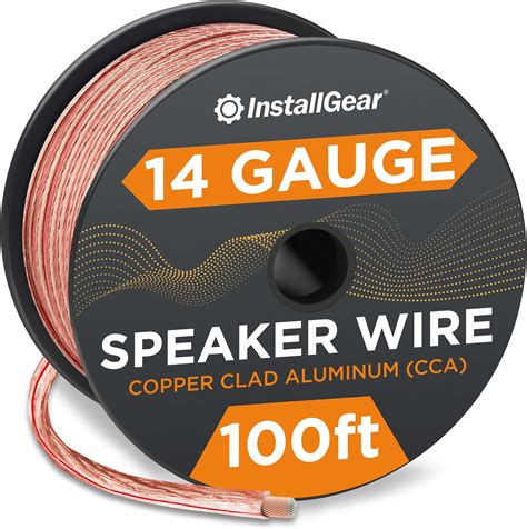 InstallGear 14 Gauge Wire AWG Speaker Wire 100ft Clear Speaker