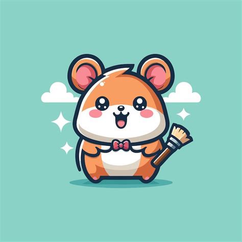 Hamster Cute Cartoon Character Design Vector Mascot Concept Premium