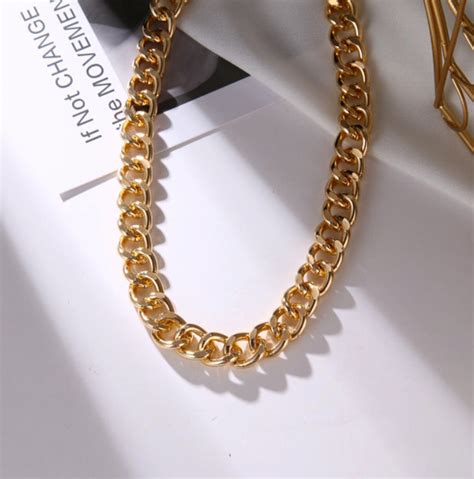 18k Gold Chunky Cuban Chain Necklace 12mm Wide Curb Link Etsy