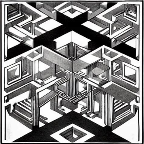 An Impossible Room By Mc Escher Stable Diffusion