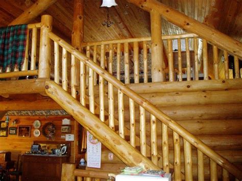 Log Stairs And Railings In Heartwood Log Homes Rustic Log Railing