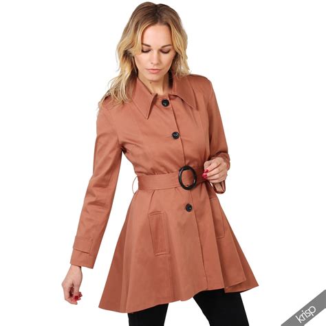 Damen Trenchcoat Mantel Parka Elegante Lange Jacke Klassischer Schnitt