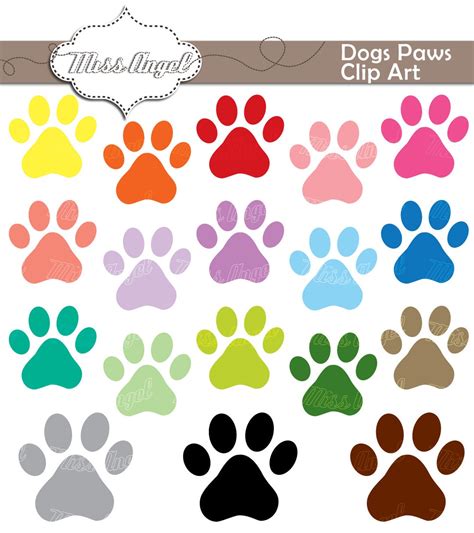 Dog Paw Print Clip Art. 18 Digital Dog's Paws Prints - Etsy