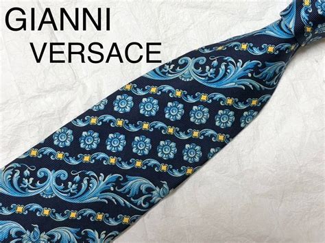 【目立った傷や汚れなし】gianni Versace ジャンニヴェルサーチ ネクタイ シルク100 イタリア製 花柄 レジメンタルストライプ